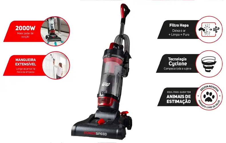 Aspirador de Pó Vertical WAP Power Speed 2000W