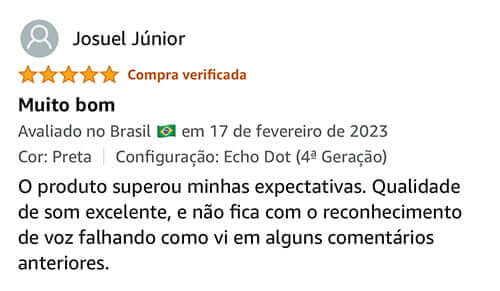 Depoimento sobre a qualidade de som do Echo Dot