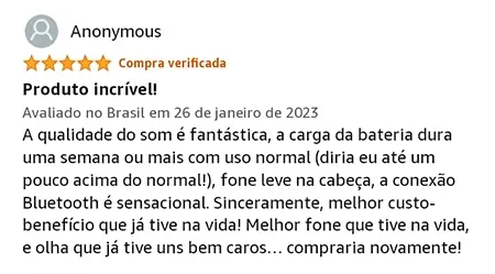 Opinião sobre a qualidade do som do fone JBL