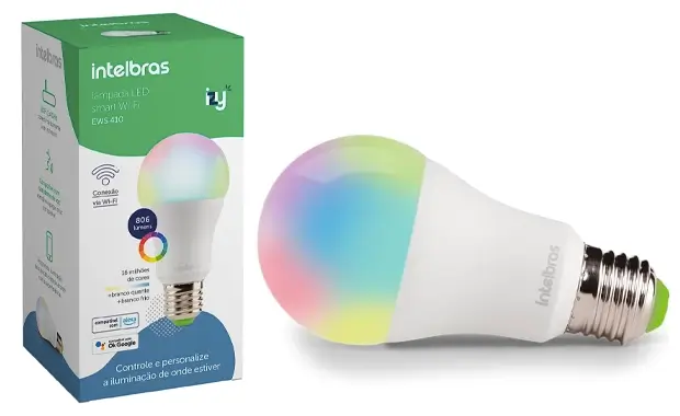 Lâmpada Smart Inteligente EWS 410 com 16 milhões de cores Wi-Fi compatível com Alexa Intelbras