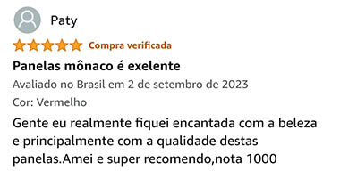Depoimento sobre a beleza do design da panela Mônaco
