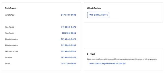 Informações de contato